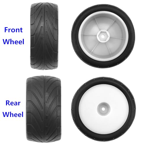 4Pack ShareGoo RC 85mm/3.34" Rubber Tires Front Rear Tyres 12mm Hex Wheel Compatible with Redcat HPI HSP Kyosho 1/10 RC Off-Road Car Buggy (White) - color: White