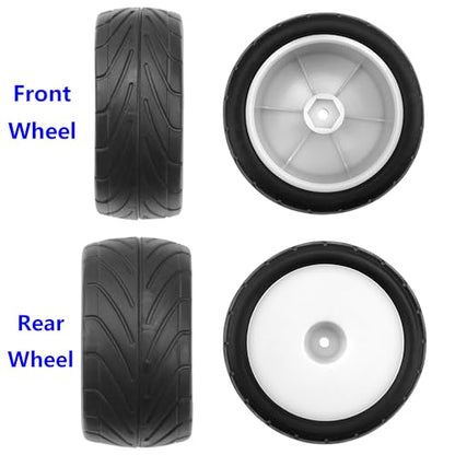 4Pack ShareGoo RC 85mm/3.34" Rubber Tires Front Rear Tyres 12mm Hex Wheel Compatible with Redcat HPI HSP Kyosho 1/10 RC Off-Road Car Buggy (White) - color: White