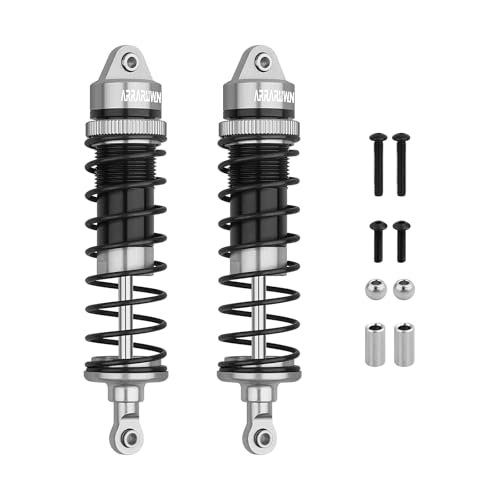 2PCS 1/10 RC Car Aluminum Front Shocks Replacement of AR330550 Update Parts | Compatible with Arrma 1/10 Typhon 3S/2S Granite 4x4 Bigrock Senton Shock Absorber Assembled - color: Gray Black 2Pcs F