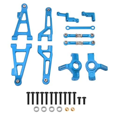 Aluminum Upgrade Kit, Front Rear Suspension Arms, Steering Knuckles & Hubs, R168Z Bearings for 1/16 MJX Hyper GO H16BM H16GT H16DR 16208 16209 16210 RC Truck Car Accessories Parts (Blue) - color: Blue