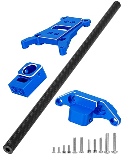 RC Chassis Brace Kit Upgrades Part for 1/10 Slash 4x4 LCG,Slash 4x4 LCG VXL,Rustler 4x4,Rustler 4x4 VXL,Alloy Aluminium w/Carbon Fibre Chassis Brace,Navy Blue - color: Navy Blue(1set)