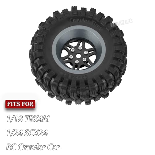 RC 1.2" Carbon Fiber Beadlock Wheels and Tires for 1/18 TRX4M,1/24 SCX24 RC Crawler Car,4PCS Carbon Fiber 1.2 Wheels Rims & Rubber Tires - B - style: 1.2 Tires - (B)