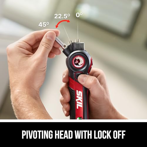SKIL Twist 2.0 Rechargeable 4V Screwdriver with Pivoting Head, Torque Setting, USB-C Charging Cable & 2PC Bit Set-SD5619-01
