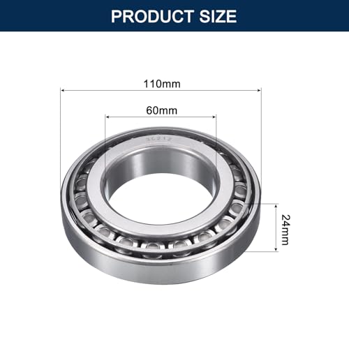 2 Pack 30212 Tapered Roller Bearing Cone and Cup Set | 60mm Bore 110mm OD 24mm Cup Width, Chrome Steel Wheel Bearings, ABEC-3 - size: 30212