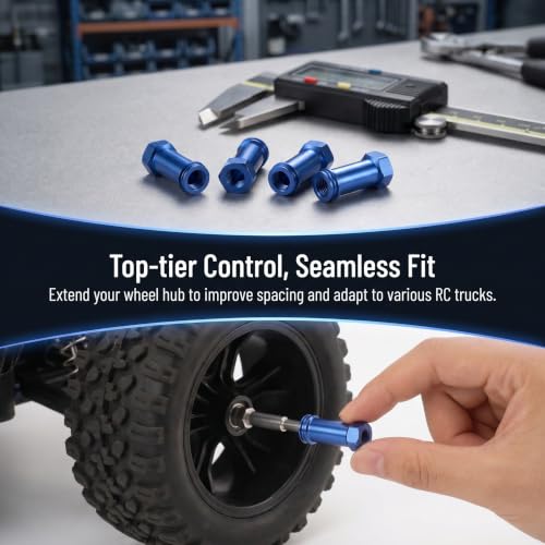 Zerodeko 4 Sets Aluminum Alloy Wheel Hub Combiner, 12mm Hex Adapter for RC Truck, Car, Off Road Vehicles, Axle Extension Replacement Parts for Toy Vehicles