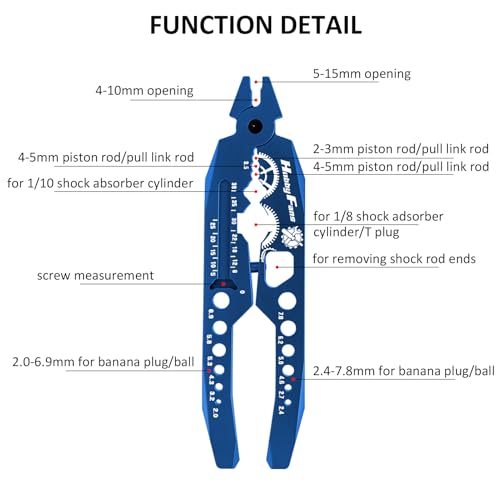 Metal Shock Absorber Pliers Rod Ball Clamp & Ball Joint Wrench Multi-Function RC Tool Combo Set for 1/8 1/10 RC Car, Blue