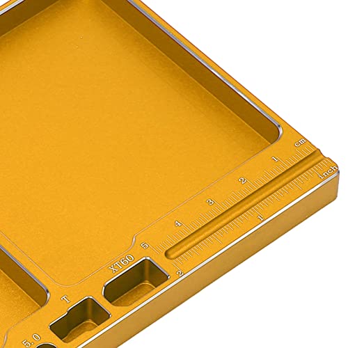RC Magnetic Tray,High Strength Aluminium Alloy Magnetic Screw Tray with Magnetic Pad RC Magnetic Tray for RC Model Toy Repair RC Car Part (Gold)