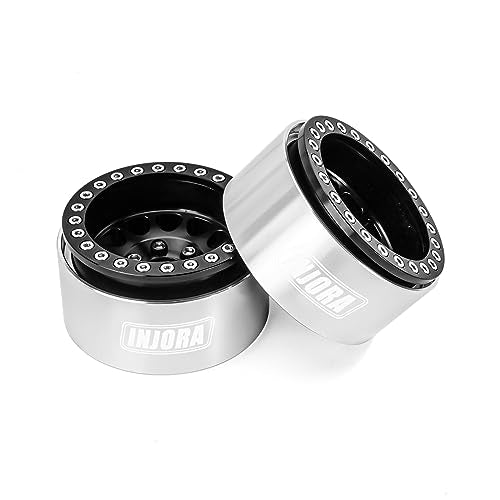 INJORA 1.9 Beadlock Wheel Offset -10.4mm for 1/10 RC Crawler (Black) - color: Black