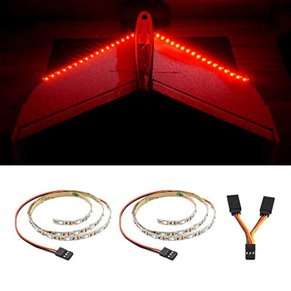 LED Light Strip for RC Fixed Wing Airplane Flying Wing Plane AR Wing Drone Model Car Truck (Red) - color: Red
