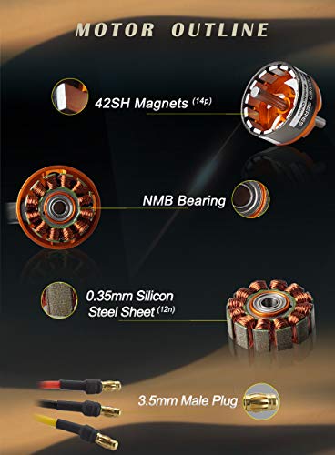 Brushless Motor 3536 RC Outrunner Motor Electric DC Motor for Helicopter UAV Multicopter RC Plane Fixed Wing & Robotic Arm(1250KV) - style: 1250