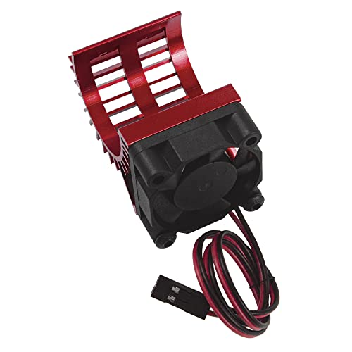 ShareGoo Aluminum 380 390 Motor Heatsink with Cooling Fan Electric Engine Heat Sink Compatible with HSP HPI Wltoys Himoto Redcat 1/16 1/18 RC Car (Red) - style: Red