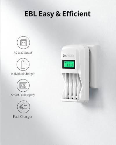 EBL LCD Battery Charger Smart Individual 907 AA AAA Rechargeable Battery Charger for Ni-MH Ni-CD Rechargeable Batteries - size: battery charger