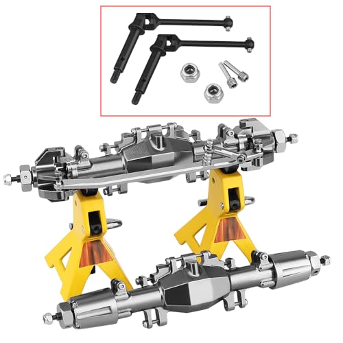 CNC Aluminum Alloy Front Rear Axle Set for LOSI Mini LMT 1/18 Digger Monster Truck Brushed RTR LOS01026 Metal Upgrade Parts (Titanium)