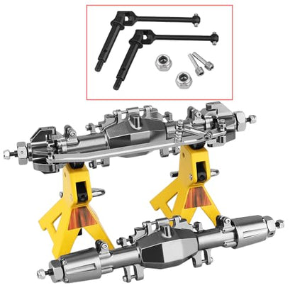 CNC Aluminum Alloy Front Rear Axle Set for LOSI Mini LMT 1/18 Digger Monster Truck Brushed RTR LOS01026 Metal Upgrade Parts (Titanium)