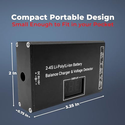Airsoft Battery Charger LiPo Balance Charger for Lipo/Li-Ion Battery with Wireless Voltage Meter, Overcharge Protection Fast Charging and Safety Cut Off for 7.4V 11.1V 14.8V Airsoft RC Lithium Battery