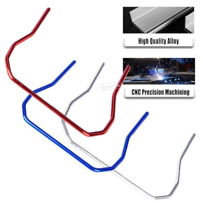 RC Front Rear Wide Sway Bar Kit Upgrades Part for 1/10 Slash Rustler,Stampede,Rally 4x4 4WD RC Car,Alloy Aluminum Front & Rear Wide Sway Bar Kit Hops Up