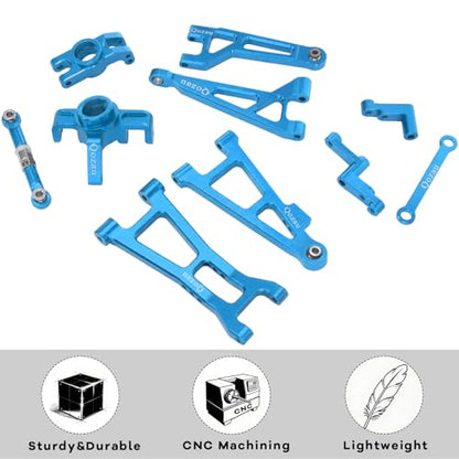 Aluminum Upgrade Kit, Front Rear Suspension Arms, Steering Knuckles & Hubs, R168Z Bearings for 1/16 MJX Hyper GO H16BM H16GT H16DR 16208 16209 16210 RC Truck Car Accessories Parts (Blue) - color: Blue