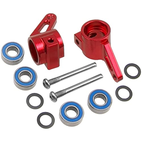 Aluminum Front Steering Knuckles Carrier Blocks Steering Cup Compatible with 1/10 Traxxas Slash 2WD Rustler Stampede Bandit RC Car,Replace of 3736 (Red) - color: Red