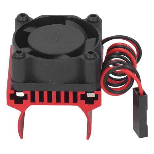 VGEBY RC Cooling Fan, Efficient Motor Heat Dissipation 1/18 Scale Heatsink for Remote Control Cars Enthusiasts and Off-Road Racing Scenarios - color: Red