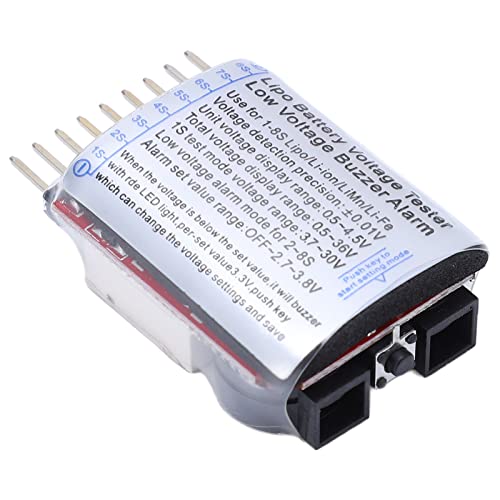 10 PCS Lipo Battery Voltage Tester, RC Low Voltage Buzzer Alarm, Battery Monitor Checker Tester for 1-8S Lipo/Li-Ion/Limn/Li-Fe, Voltage Alarm Battery