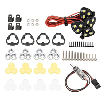 MEUS RACING RC Car LED Lights Kit 1/10 1/8 Scale RC Accessories for Axial SCX10 90046 Wraith Traxxas TRX4 TRX6 Redcat Gen8 1/10 1/8 RC Crawler Upgrades Parts. (4pcs Clover Lights) - style: 4pcs Clover Lights