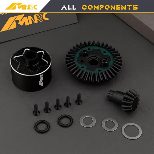 2PCS Diff Differential Case Cover 37t & 13t Gear Compatible with Arrma 1/10 Senton Big Rock Granite 3S BLX Diff Cover Outcast Kraton 4S 1/8 Typhon 3S Mojave Infraction Series Upgrades Part Black - color: Black