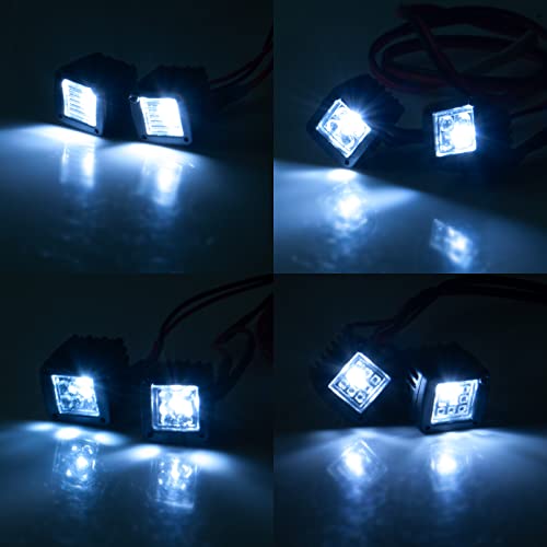 4PCS RC Spot Beam Square LED Cubes Offroad Driving Lights RC Light Bar LED Housing Lens Spotlight Compatible with 1/10 RC Car TRX4 TRX6 Axial SCX10 90046 RR10 D90 (D-4 Holes) - color: D-4 Holes