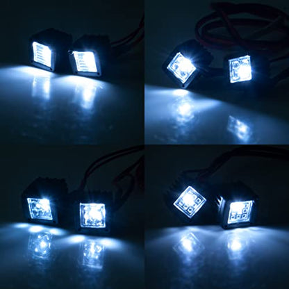 4PCS RC Spot Beam Square LED Cubes Offroad Driving Lights RC Light Bar LED Housing Lens Spotlight Compatible with 1/10 RC Car TRX4 TRX6 Axial SCX10 90046 RR10 D90 (D-4 Holes) - color: D-4 Holes
