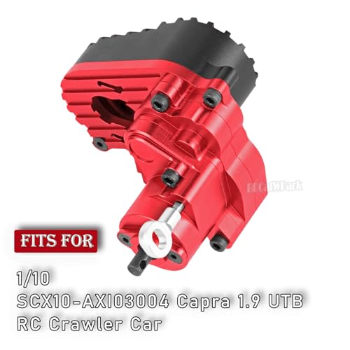 Aluminum Gearbox Complete Transmission Case w/Gear Upgrades Part for 1/10 SCX10-AXI03004 Capra 1.9 UTB RC Crawler Car,(Black-Red) - color: Black Red - (Gearbox)