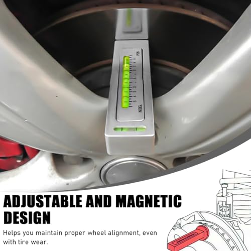 Ohleats Adjustable Magnetic Gauge Tool (White) | Camber Castor Strut Wheel Alignment Instrument, Automotive Magnetic Castor Tire Gauge, For Most Cars Trucks RVs - color: White