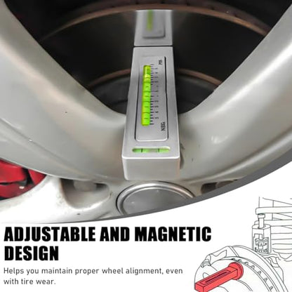 Ohleats Adjustable Magnetic Gauge Tool (White) | Camber Castor Strut Wheel Alignment Instrument, Automotive Magnetic Castor Tire Gauge, For Most Cars Trucks RVs - color: White