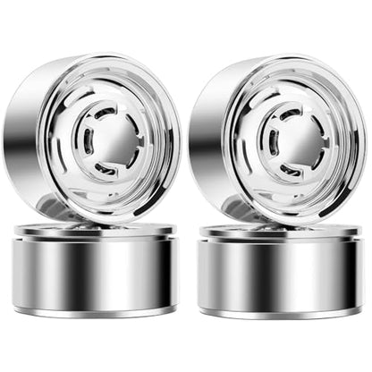 RC 1.9 Vintage Beadlock Wheels for TRX4 SCX10 1/10 Crawler, Silver | Retro Vintage Design, Aluminum Alloy Plating, Electroplate Silver RC Wheel Hub, 4 Pack