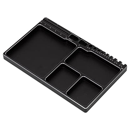 Magnetic Screw Tray, Aluminum Alloy RC Repair Tool Tray with Strong Magnetic Pad for Screws Nuts and Washers, Portable Magnetic Parts Tray for RC Cars Aircraft Helicopters (Black)