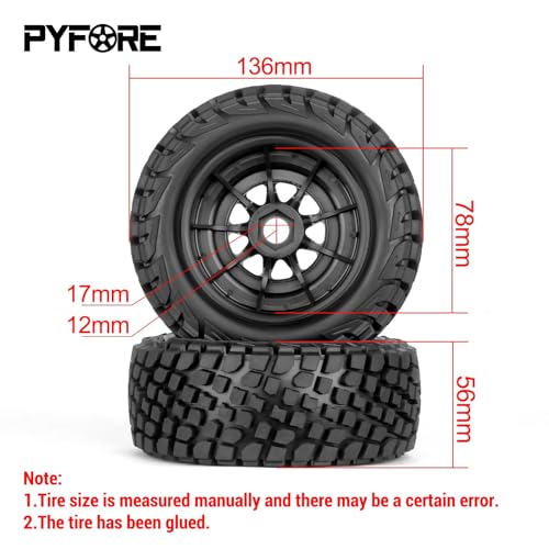 1/7 Mojave Desert Short Course Truck Tires Wheel Compatible with TRAXXAS UDR Off-Road Buggy Tire 17MM Adapter Wearable FS 336184 RC Model Car (Black) - color: Black