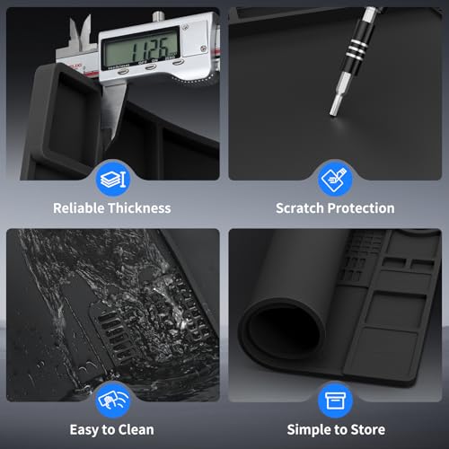 STREBITO Soldering Mat Silicone Work Mat, 932°F Heat Resistant 13.8"x9.9" | Magnetic Mat for Screws and Tools, Solder Mat Electronics Mat for Watch, Phone, Tablet, Eyeglass, Knife, Computer