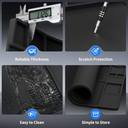STREBITO Soldering Mat Silicone Work Mat, 932°F Heat Resistant 13.8"x9.9" | Magnetic Mat for Screws and Tools, Solder Mat Electronics Mat for Watch, Phone, Tablet, Eyeglass, Knife, Computer