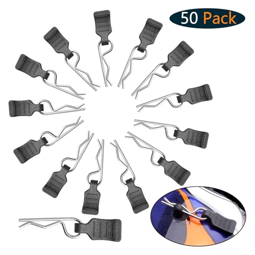 50PCS RC Clips RC Body Clips with Pull Tabs for All 1/16 1/18 Traxxas Redcat Tamiya Team Associated Axial SCX24 RC Car Shell (Silver) - color: Silver