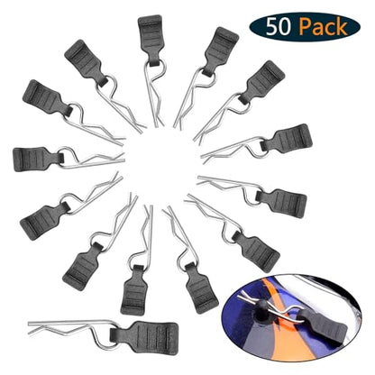 50PCS RC Clips RC Body Clips with Pull Tabs for All 1/16 1/18 Traxxas Redcat Tamiya Team Associated Axial SCX24 RC Car Shell (Silver) - color: Silver