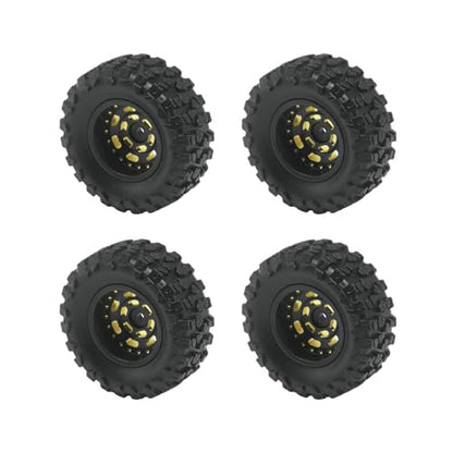 Brass 0.7" Wheel and Brass/Offset and 0.7‘’ Wheel Tire with Foam for SCX30 Cars Upgrade Parts 4pcs/Set (Wheel Offset and Tire Set) - color: Wheel Offset and Tire Set