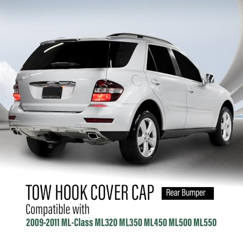 LQI Rear Bumper Tow Hook Cover Cap Black 1648853223 | Compatible with Benz ML-Class ML320 ML350 ML450 ML500 ML550 2009-2011 - size: Rear | Fit Benz W164 ML-Class 2009-2011