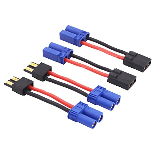 4pcs Compatible with TRX to EC5 Male Female RC Connector Adapter with 14awg 2in Wire(E44-4)