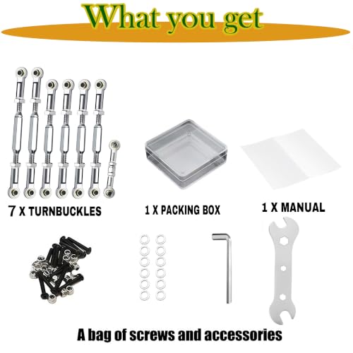 Stainless Steel Turnbuckles with Spacers for Slash Rustler,Silver | Upgrade Tie Rods for Racing, Hop Up Camber Links Parts Fit for 1/10 Traxxas Slash 2WD All Model Hoss Stampede Bandit - color: Stainless Steel & Silver