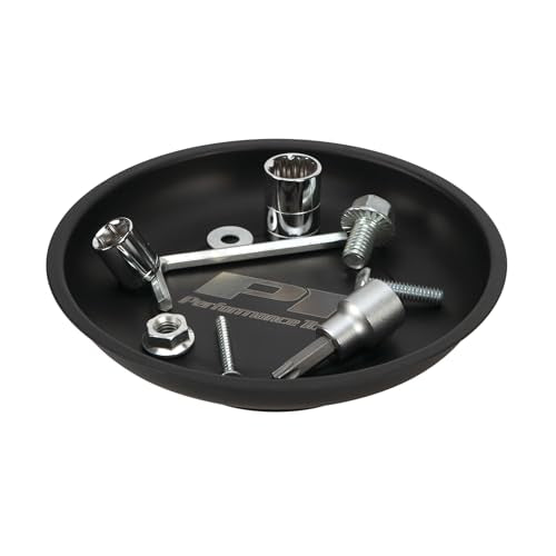 Performance Tool W1280 2-Piece Magnetic Parts Tray Set, Black | Holds screws and bolts sideways or upside down. Rubber coating prevents scratches. 4 and 5-1/2 inch trays