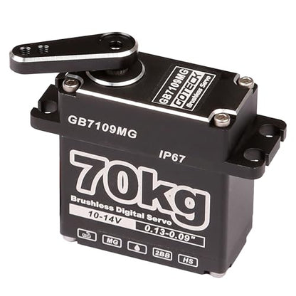GOTECK 70KG Brushless Digital Servo,High Voltage 14V Metal Gear Waterproof Steering Servo with 25T Servo Horn for 1/8 1/10 RC Crawler Car,Robot,Boat,Truck Robot Parts (GB7109MG-270°)