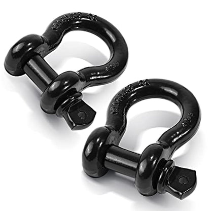 Ohuhu D Ring Shackles 3/4", Heavy Duty Steel Shackles 2 Pack | 7/8" Pin for Universal Fit, 20 Ton (44,000 lbs) Maximum Break Strength, 4.75 Ton (9,500 Lbs) Capacity Working Load Limited