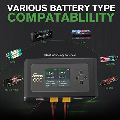 Gens Ace IMARS D300 G-Tech Smart Dual Lipo Charger 16A AC 300W DC 700W Lipo Charge（Black）