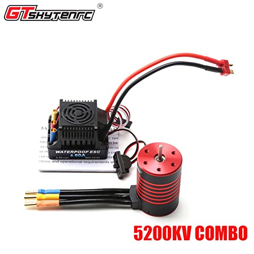 GoolRC 3650 Brushless Motor 5200KV RC Car Motor Waterproof Motor 60A ESC T Plug for 1/10 RC Car Truck - size: 5200KV