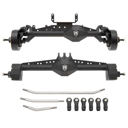 MEUS RACING Capra 1.9 Portal Axles Kit with Isokinetic 3-Section CVDs and Ackerman Steering Structure for Axial Capra 1.9 4X4 and DIY SCX10 SCX10 II Upgrades Parts (Standard-Black) - color: Standard-black