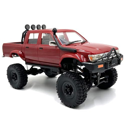 RC Rock Crawler WPL C64-1 RC Truck, 1:16 Scale 2.4GHz Remote Control Truck, 4WD All Terrain Off-Road RC Crawler with LED Lights and 2 Rechargeble Batteries for Adults (Red) - color: Red