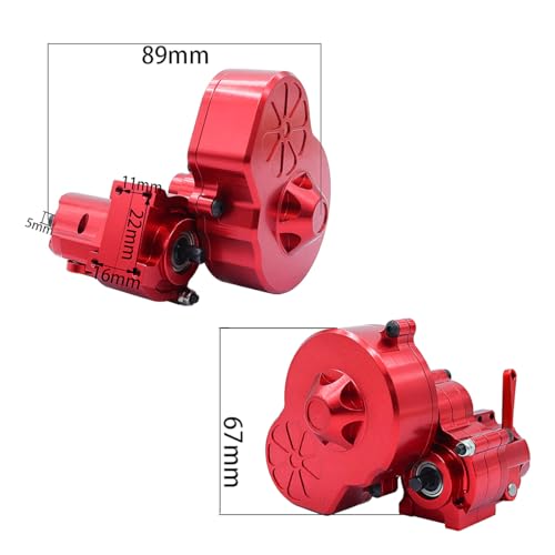 Metal Complete Transmission Cutoff Gearbox with Dig Gear for 1:10 Axial SCX10 AX10 Wraith RC Crawler Car (Red) - color: Red